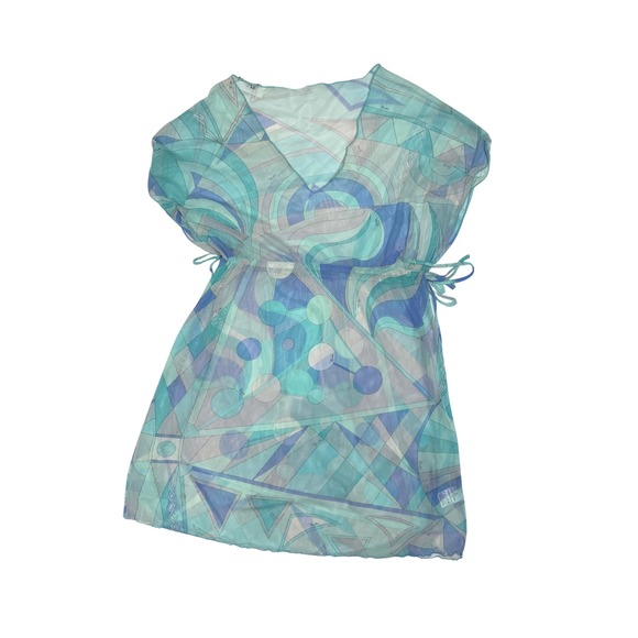 Emilio Pucci Dresses & Skirts - Emilio Pucci Vintage Blue Geometric Printed Mesh Coverup Mini Dress